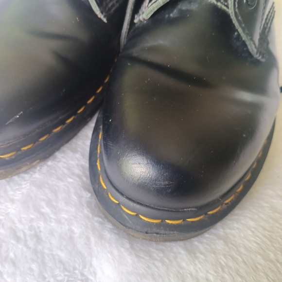 Dr. Martens used black ankle boots Sleek Black Lace-Up Combat Boots - Picture 5 of 10